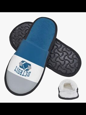 Detroit Blue & Gray Women's Plush Slide Slippers